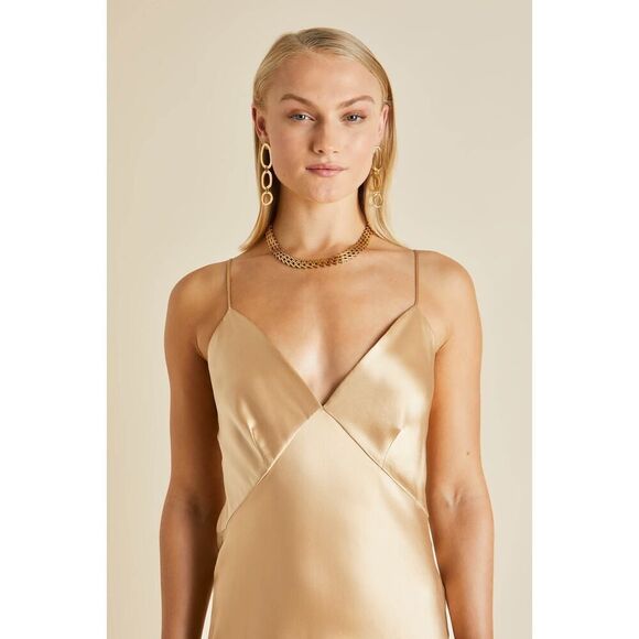 olivia von halle issa silk slip dress seashell small - Picture 3 of 10